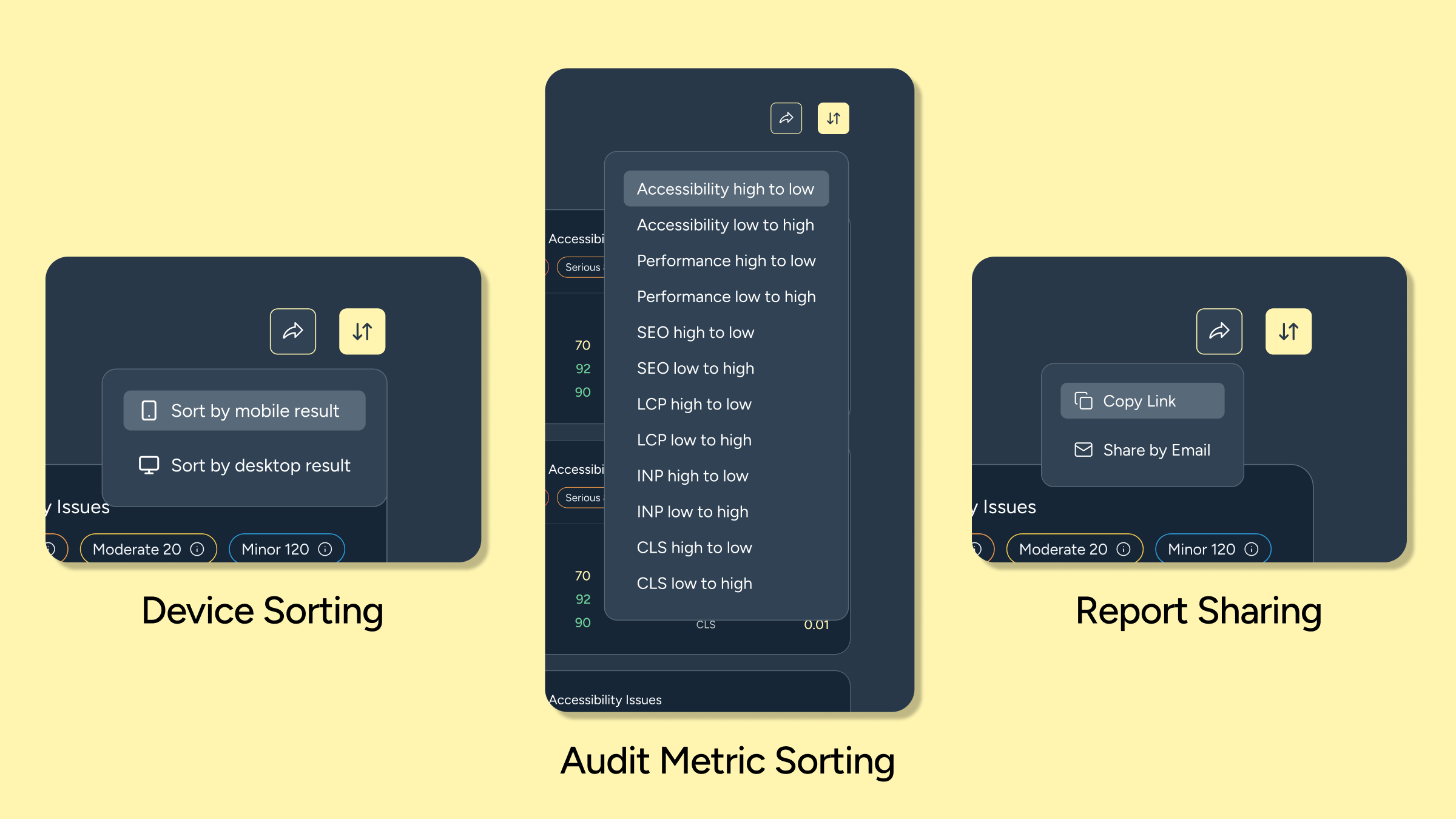 Lemon Hive SiteIQ Audit Metric Sorting